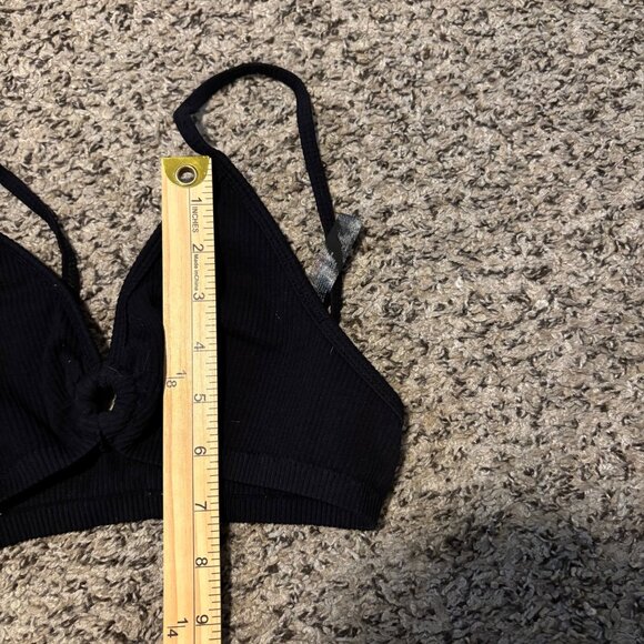 Urban Outfitters Black Ribbed Bralette With Adjustable Straps & Knot Detail - Si - Picture 5 of 5